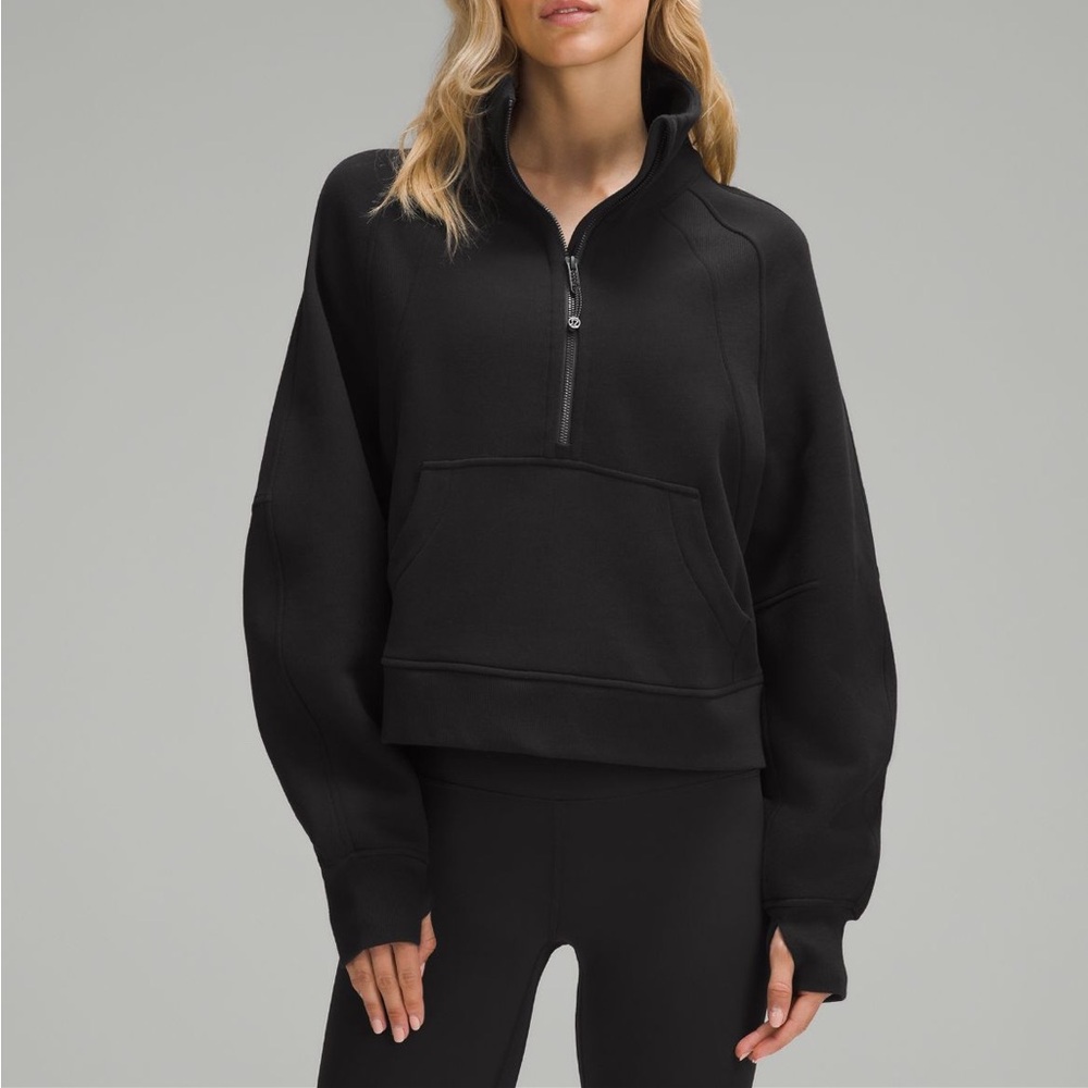 Lululemon black scuba oversized funnel neck half zip